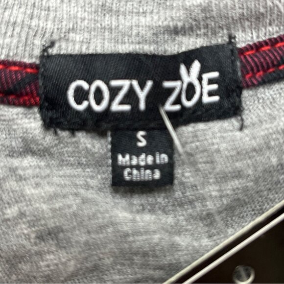 Cozy Zoe Women’s Heather Gray Lounge Set W/ Red Plaid Star and Shorts Sz S - New - Picture 12 of 16